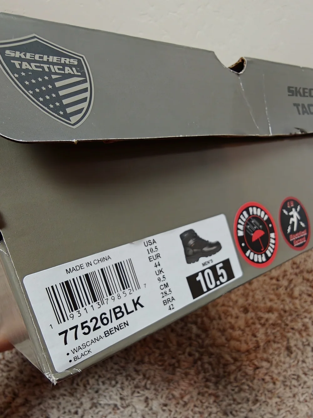 Skechers Tactical Black Leather Waterproof Work Relaxed Fit: Wascana - Benen WP